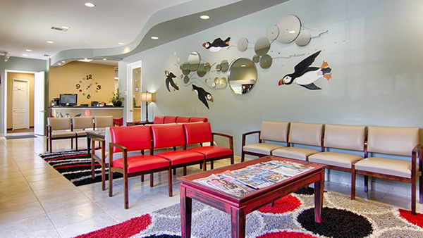 Lobby area for pediatric dentist Dr. Bradley Harris in Conroe, TX